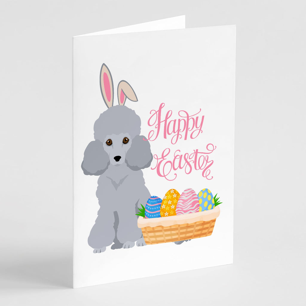 Toy Silver Poodle Easter Greeting Cards Pack of 8 Blank Cards with Envelopes Whimsical A7 Size 5x7