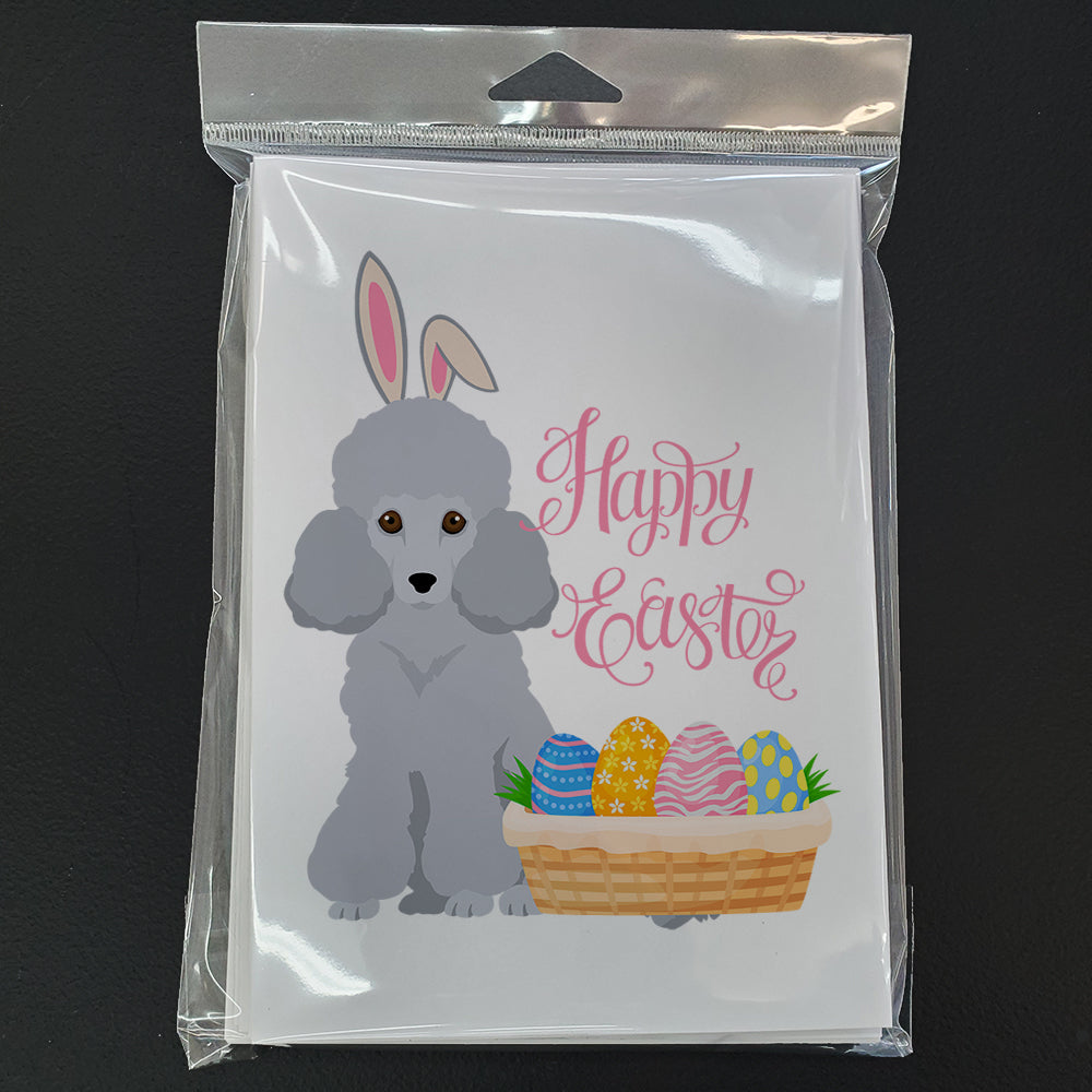 Toy Silver Poodle Easter Greeting Cards Pack of 8 Blank Cards with Envelopes Whimsical A7 Size 5x7