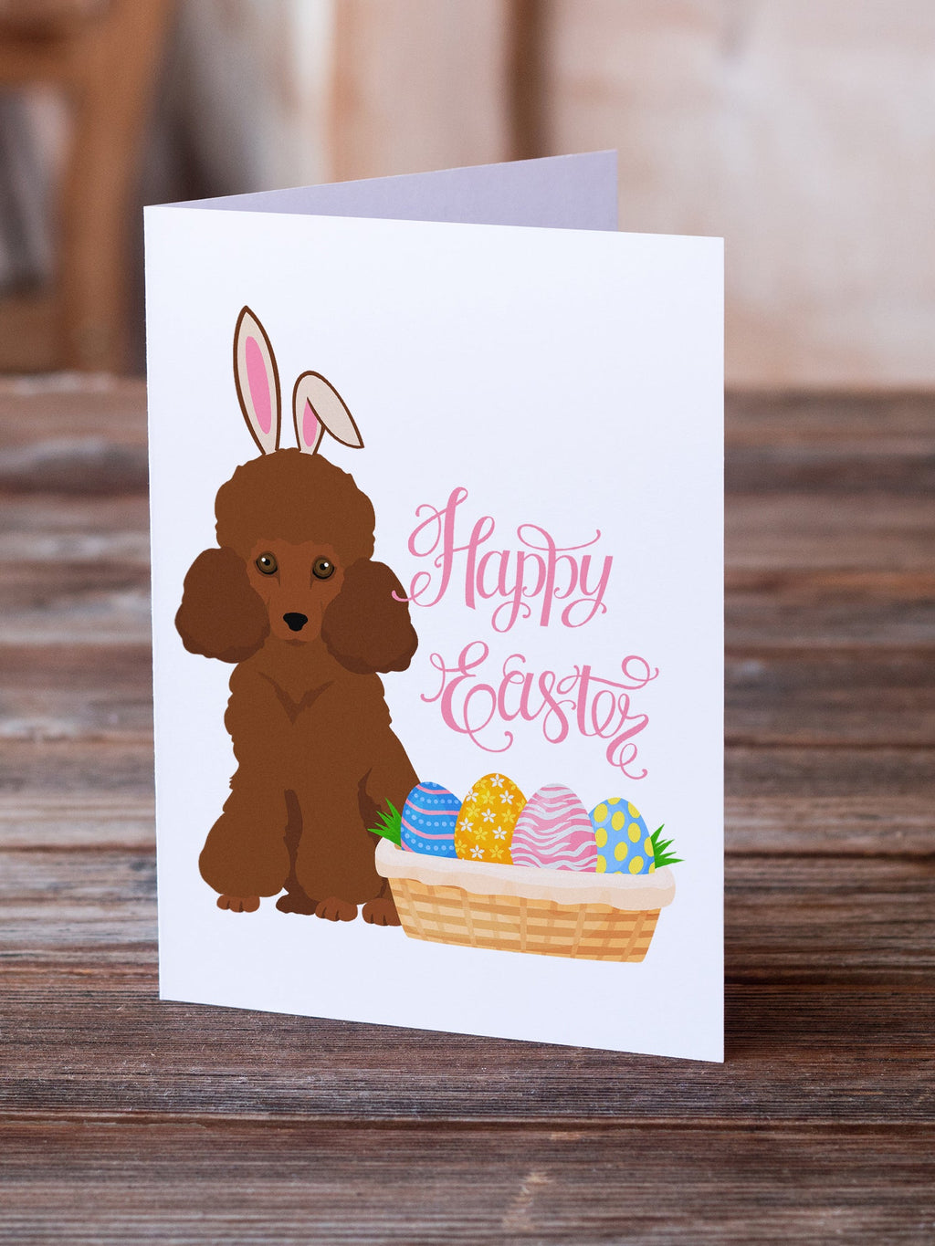 Toy Red Poodle Easter Greeting Cards Pack of 8 Blank Cards with Envelopes Whimsical A7 Size 5x7
