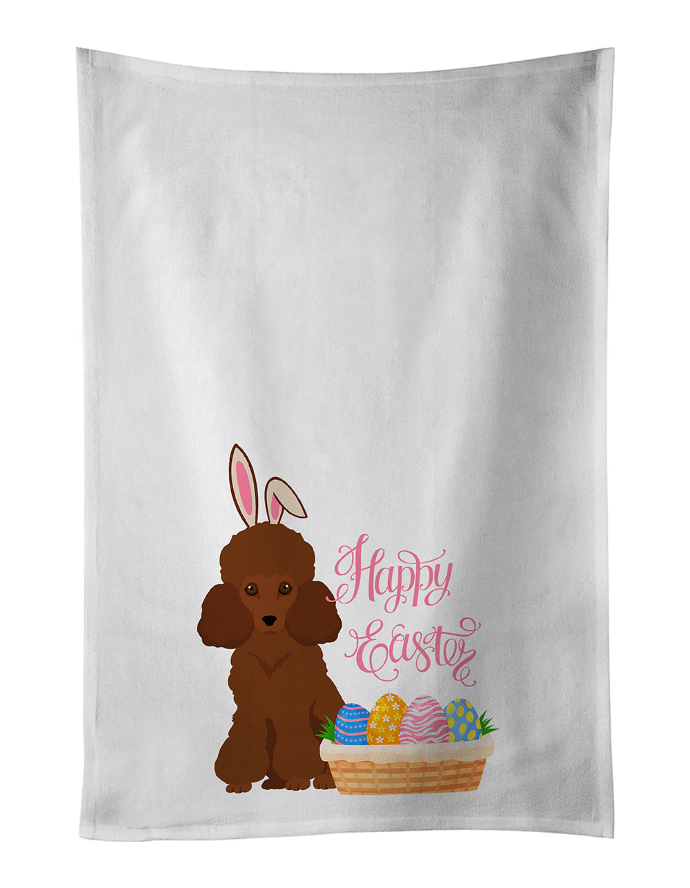 Toy Red Poodle Easter Kitchen Towel Set of 2 White Dish Towels Decorative Bathroom Hand towel for Hand, Face, Hair, Yoga, Tea, Dishcloth, 19 X 28", White