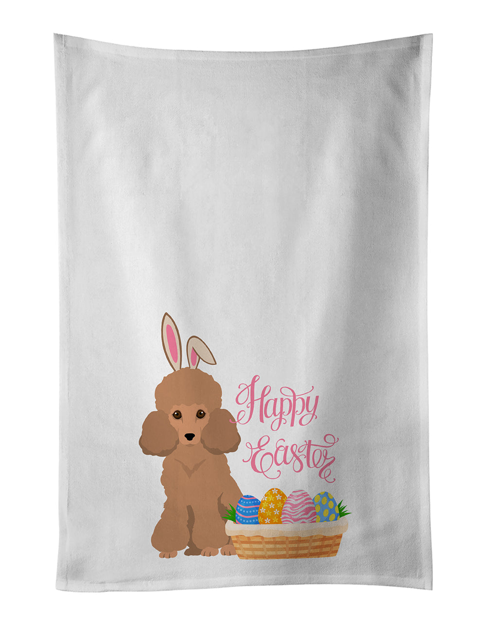Toy Apricot Poodle Easter Kitchen Towel Set of 2 White Dish Towels Decorative Bathroom Hand towel for Hand, Face, Hair, Yoga, Tea, Dishcloth, 19 X 28", White