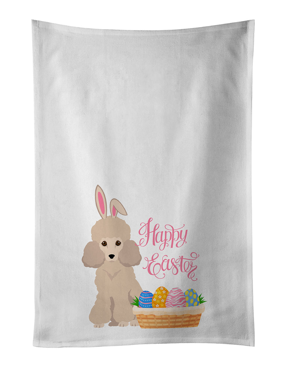 Toy Cream Poodle Easter Kitchen Towel Set of 2 White Dish Towels Decorative Bathroom Hand towel for Hand, Face, Hair, Yoga, Tea, Dishcloth, 19 X 28", White