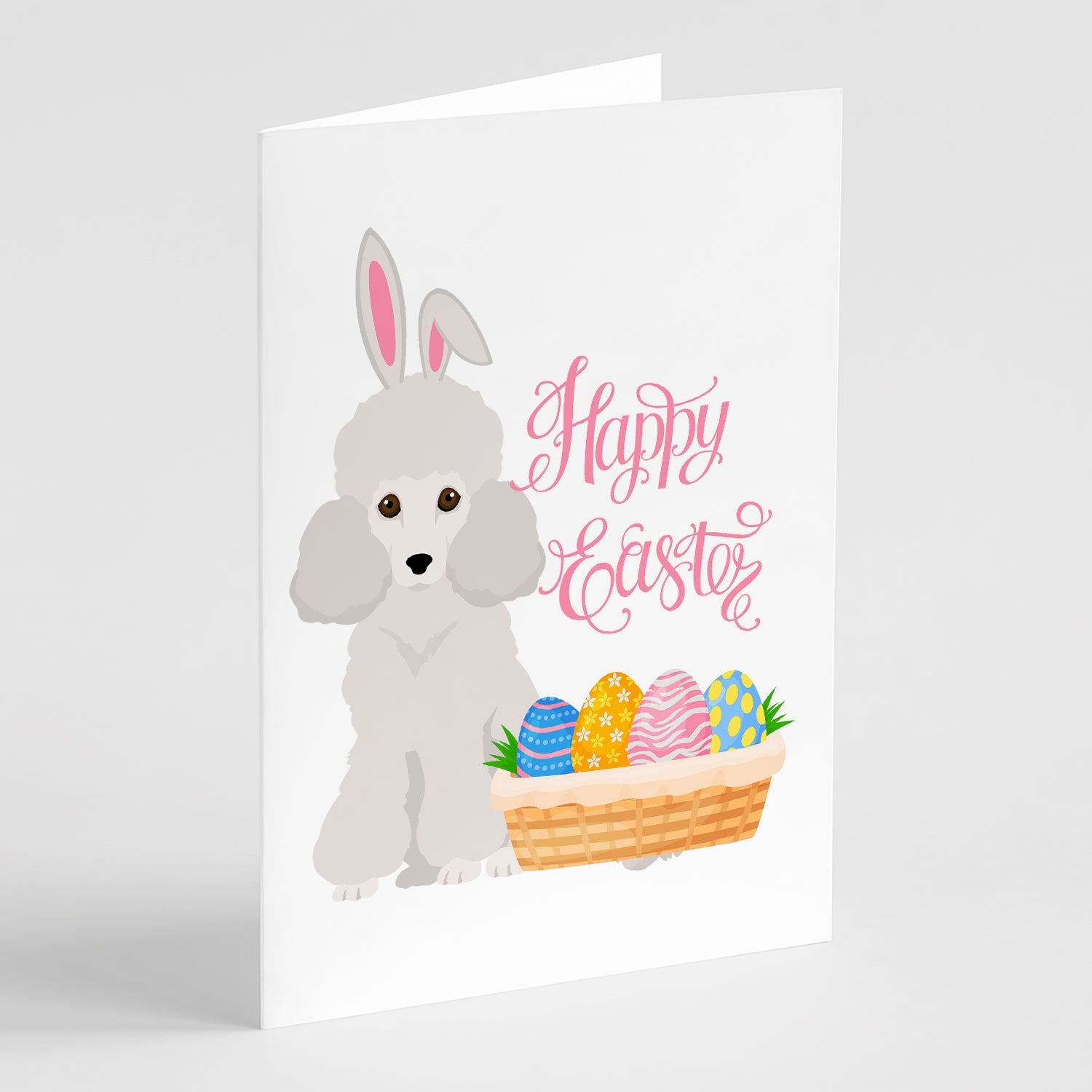 Toy White Poodle Easter Greeting Cards Pack of 8 Blank Cards with Envelopes Whimsical A7 Size 5x7