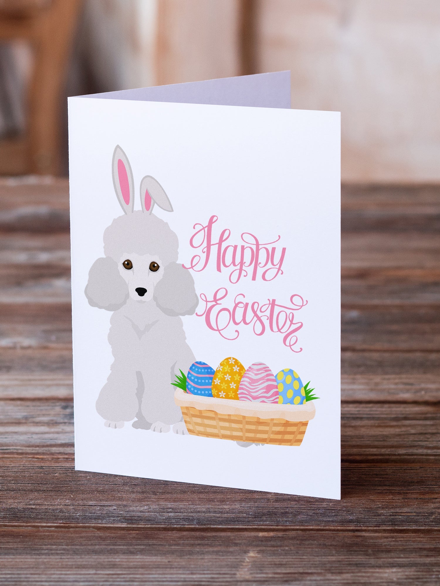 Toy White Poodle Easter Greeting Cards Pack of 8 Blank Cards with Envelopes Whimsical A7 Size 5x7