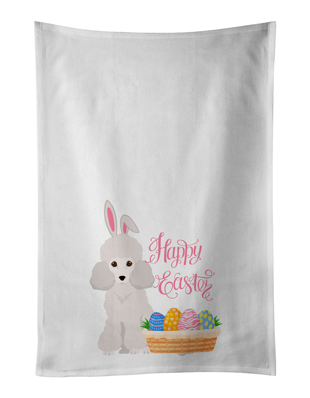 Toy White Poodle Easter Kitchen Towel Set of 2 White Dish Towels Decorative Bathroom Hand towel for Hand, Face, Hair, Yoga, Tea, Dishcloth, 19 X 28", White