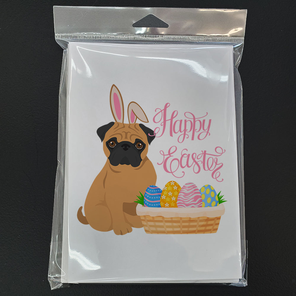 Apricot Pug Easter Greeting Cards Pack of 8 Blank Cards with Envelopes Whimsical A7 Size 5x7