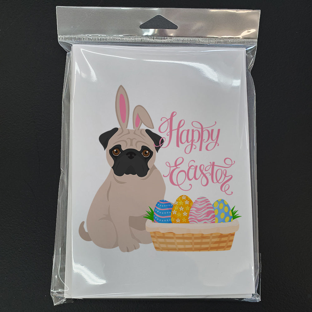 Fawn Pug Easter Greeting Cards Pack of 8 Blank Cards with Envelopes Whimsical A7 Size 5x7