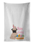 Fawn Pug Easter Kitchen Towel Set of 2 White Dish Towels Decorative Bathroom Hand towel for Hand, Face, Hair, Yoga, Tea, Dishcloth, 19 X 28", White