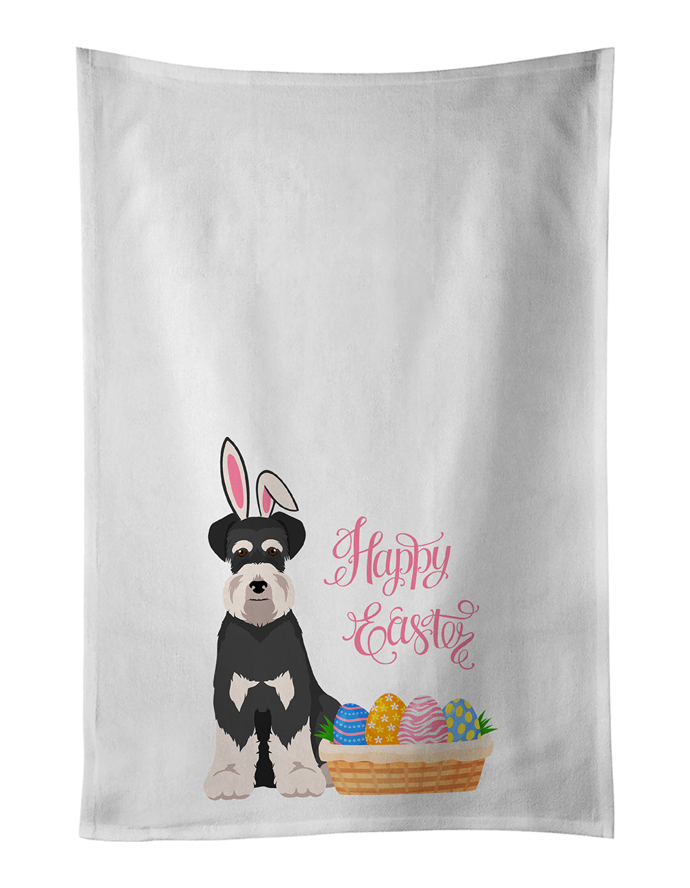 Black and Silver Natural Ears Schnauzer Easter Kitchen Towel Set of 2 White Dish Towels Decorative Bathroom Hand towel for Hand, Face, Hair, Yoga, Tea, Dishcloth, 19 X 28", White