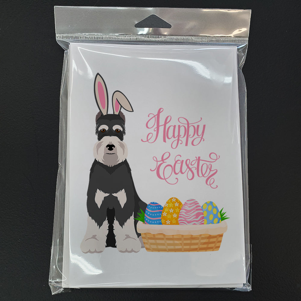 Black and Silver Schnauzer Easter Greeting Cards Pack of 8 Blank Cards with Envelopes Whimsical A7 Size 5x7