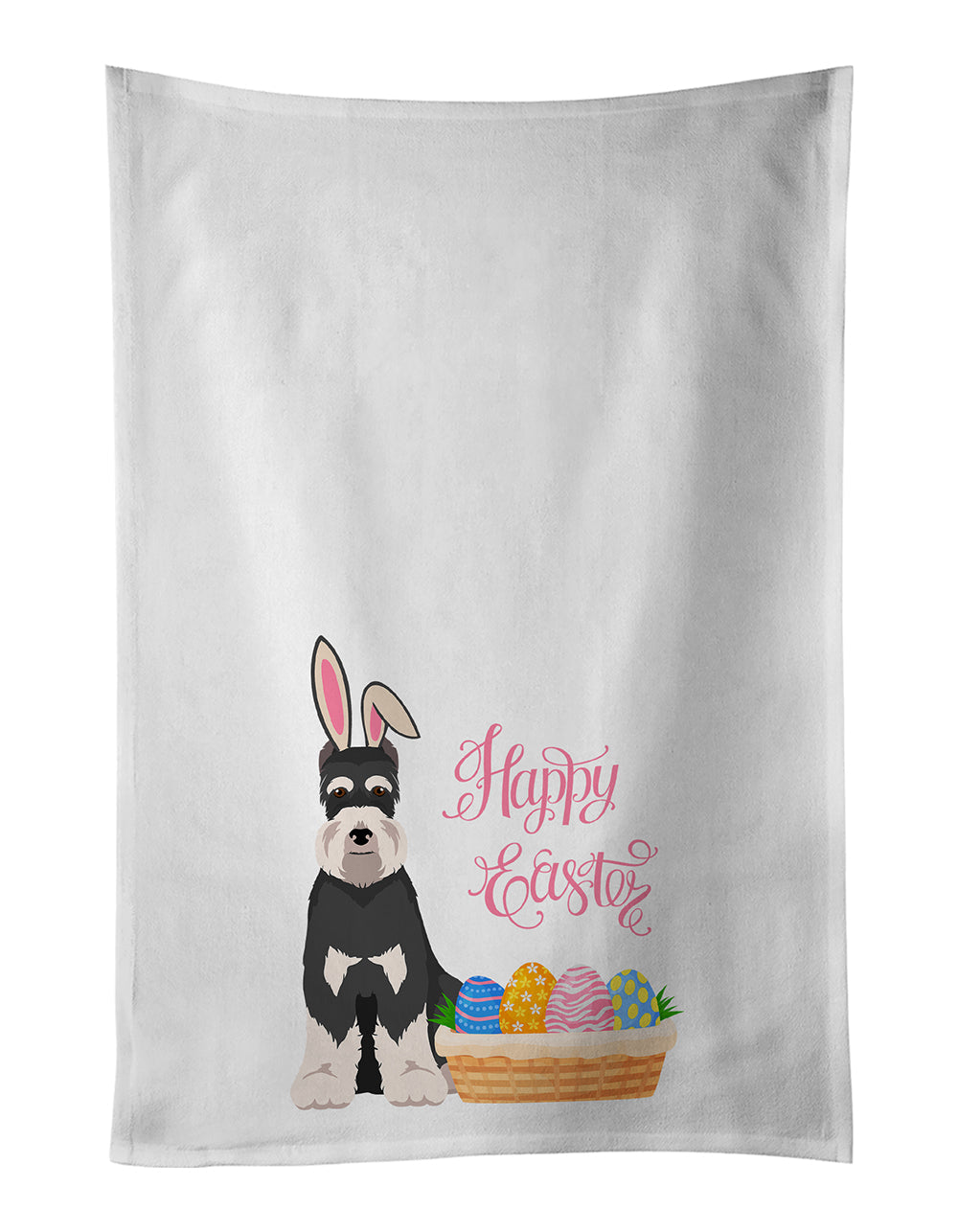 Black and Silver Schnauzer Easter Kitchen Towel Set of 2 White Dish Towels Decorative Bathroom Hand towel for Hand, Face, Hair, Yoga, Tea, Dishcloth, 19 X 28", White