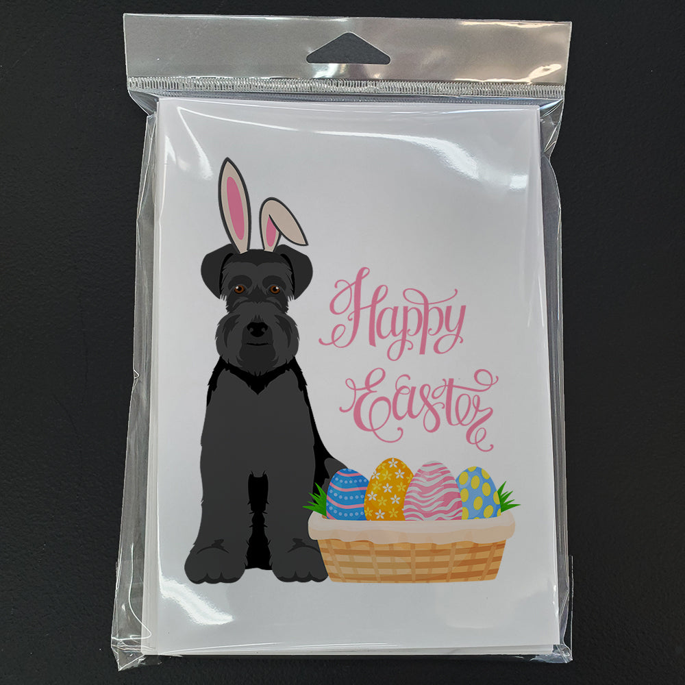 Black Natural Ears Schnauzer Easter Greeting Cards Pack of 8 Blank Cards with Envelopes Whimsical A7 Size 5x7