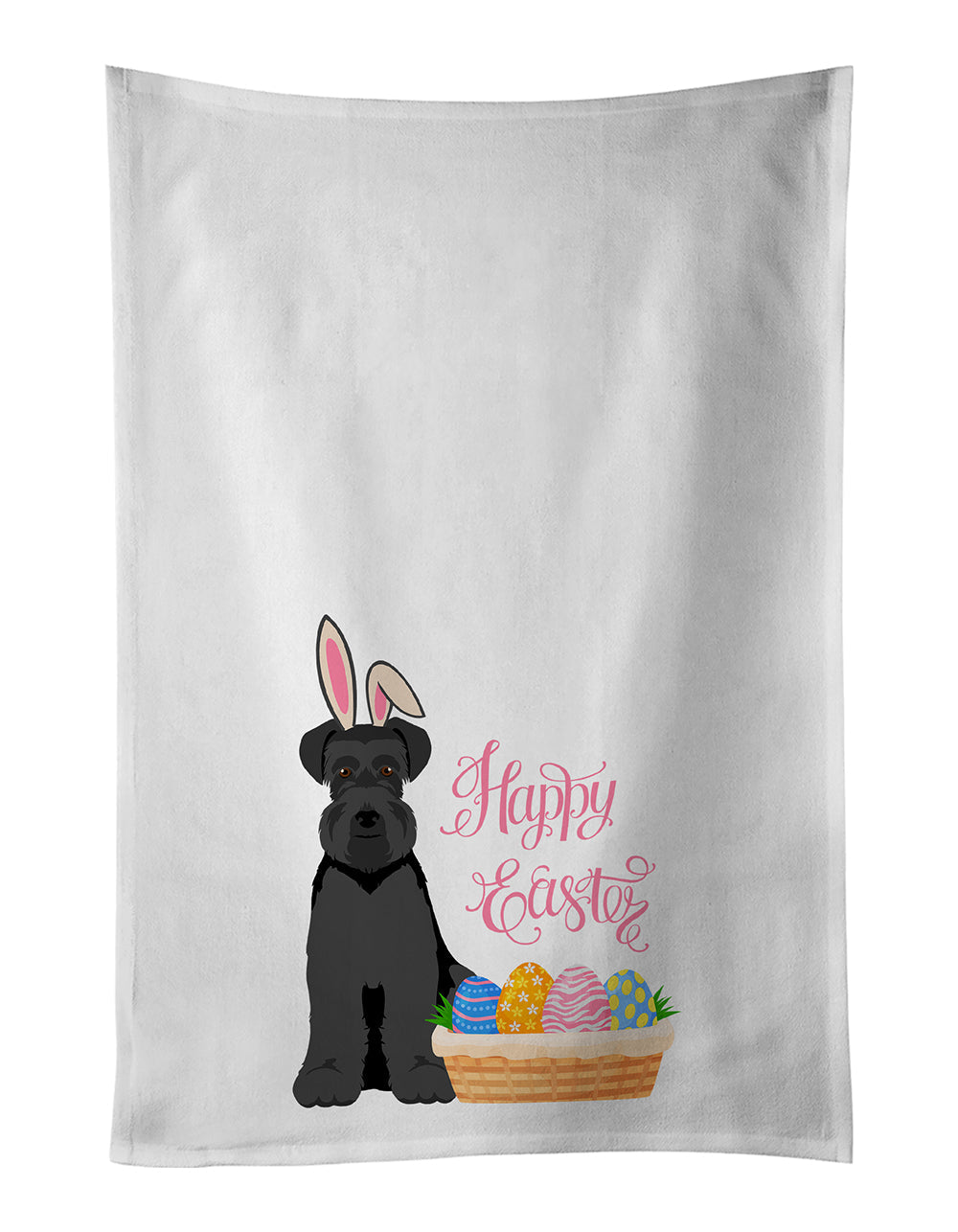 Black Natural Ears Schnauzer Easter Kitchen Towel Set of 2 White Dish Towels Decorative Bathroom Hand towel for Hand, Face, Hair, Yoga, Tea, Dishcloth, 19 X 28", White