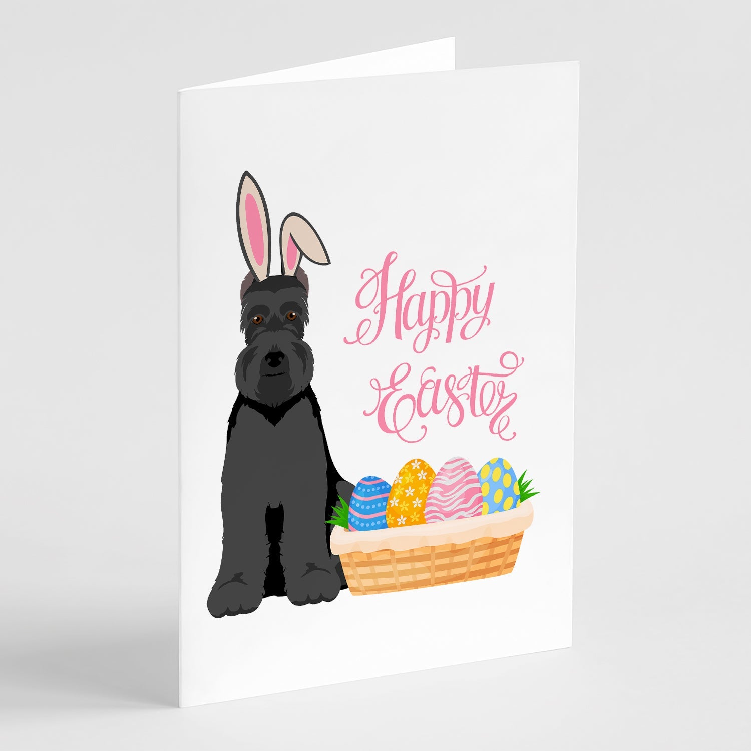 Black Schnauzer Easter Greeting Cards Pack of 8 Blank Cards with Envelopes Whimsical A7 Size 5x7