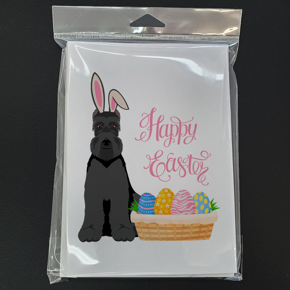 Black Schnauzer Easter Greeting Cards Pack of 8 Blank Cards with Envelopes Whimsical A7 Size 5x7