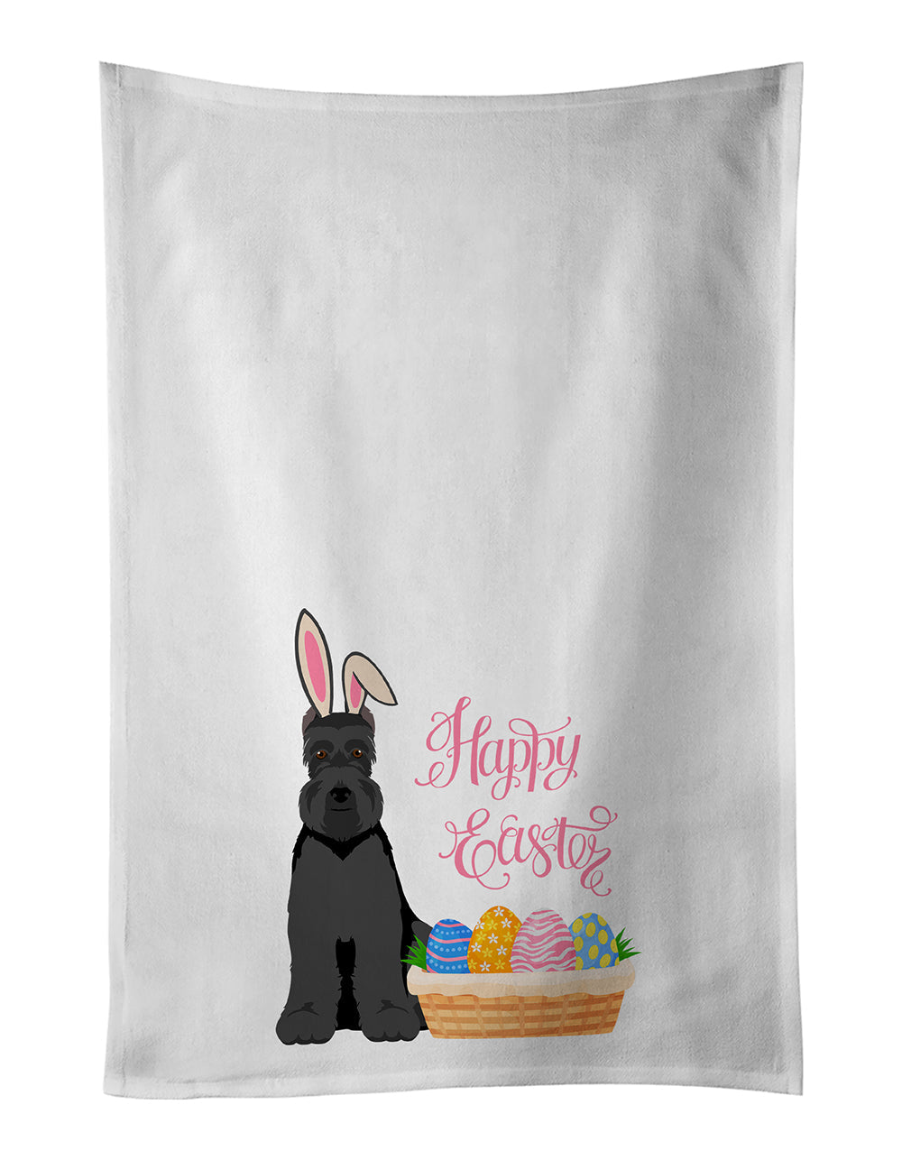 Black Schnauzer Easter Kitchen Towel Set of 2 White Dish Towels Decorative Bathroom Hand towel for Hand, Face, Hair, Yoga, Tea, Dishcloth, 19 X 28", White