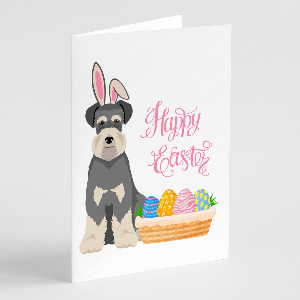 Salt Pepper Natural Ears Schnauzer Easter Greeting Cards Pack of 8 Blank Cards with Envelopes Whimsical A7 Size 5x7