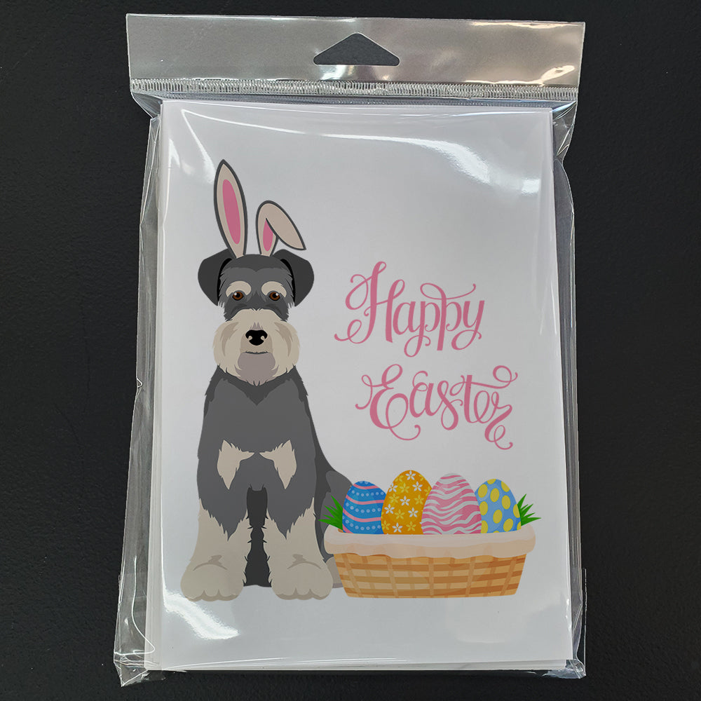 Salt Pepper Natural Ears Schnauzer Easter Greeting Cards Pack of 8 Blank Cards with Envelopes Whimsical A7 Size 5x7