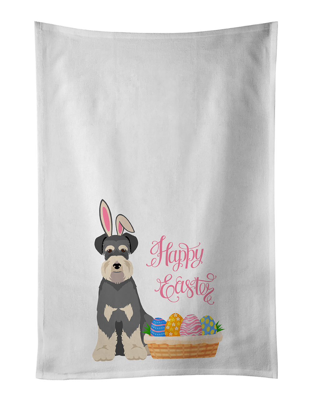 Salt Pepper Natural Ears Schnauzer Easter Kitchen Towel Set of 2 White Dish Towels Decorative Bathroom Hand towel for Hand, Face, Hair, Yoga, Tea, Dishcloth, 19 X 28", White