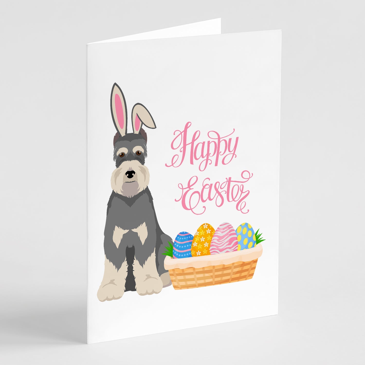Salt Pepper Schnauzer Easter Greeting Cards Pack of 8 Blank Cards with Envelopes Whimsical A7 Size 5x7