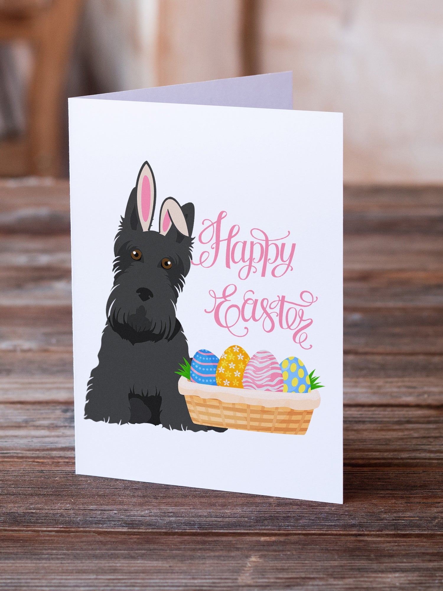 Black Scottish Terrier Easter Greeting Cards Pack of 8 Blank Cards with Envelopes Whimsical A7 Size 5x7