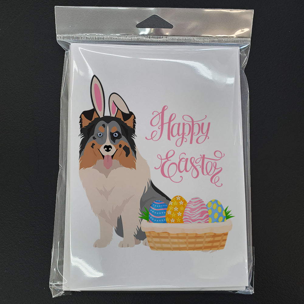 Blue Merle Sheltie Easter Greeting Cards Pack of 8 Blank Cards with Envelopes Whimsical A7 Size 5x7