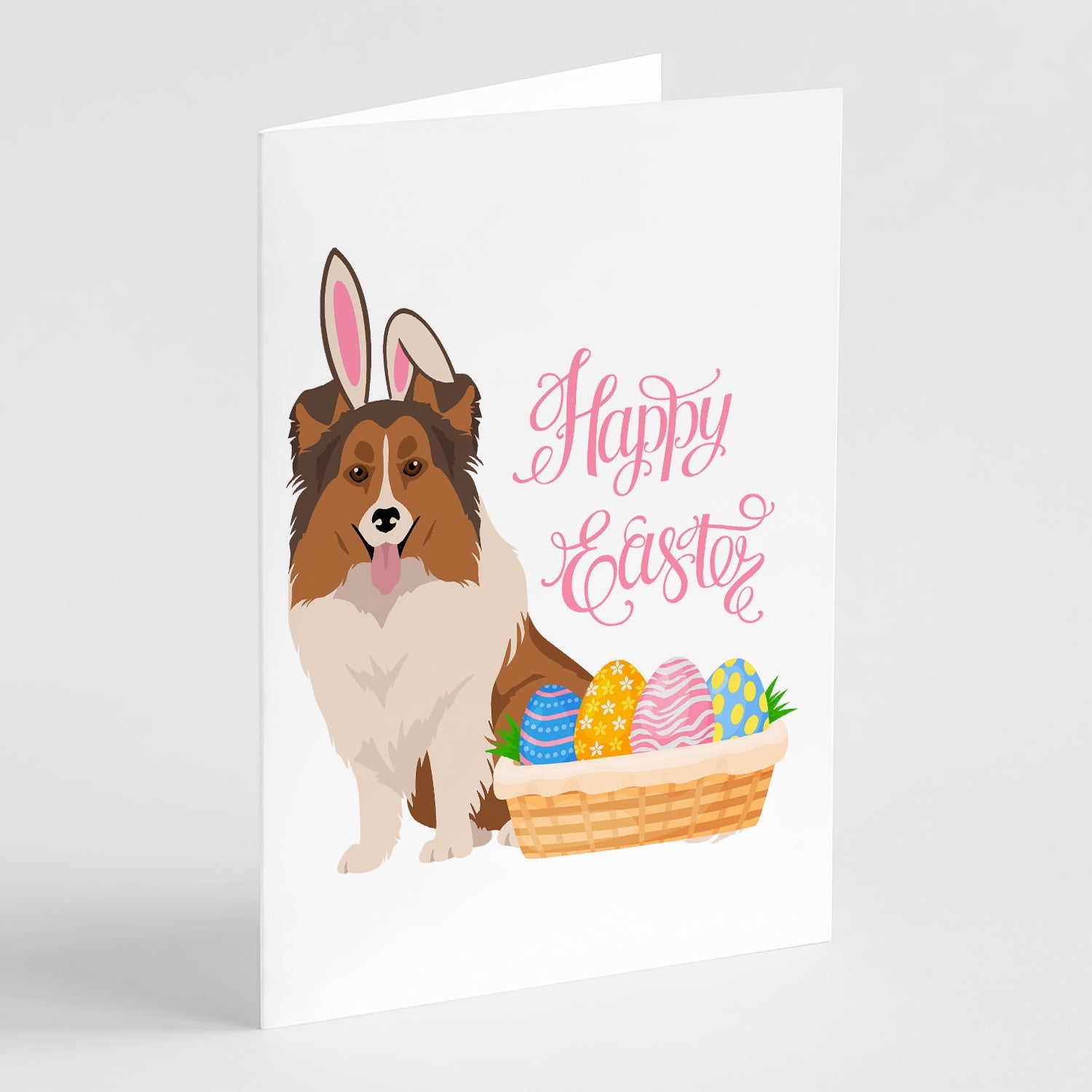 Sable Sheltie Easter Greeting Cards Pack of 8 Blank Cards with Envelopes Whimsical A7 Size 5x7