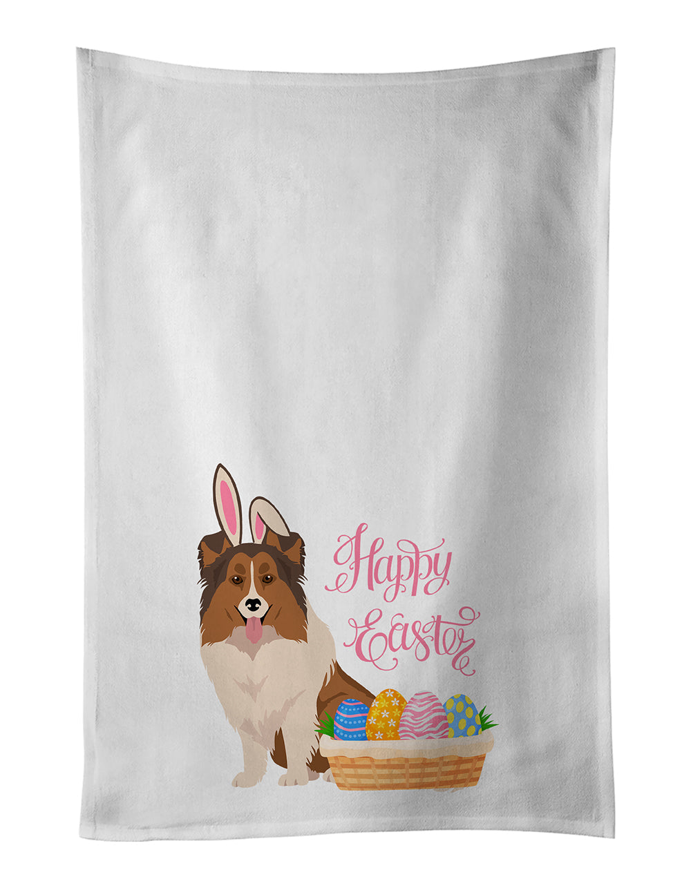 Sable Sheltie Easter Kitchen Towel Set of 2 White Dish Towels Decorative Bathroom Hand towel for Hand, Face, Hair, Yoga, Tea, Dishcloth, 19 X 28", White