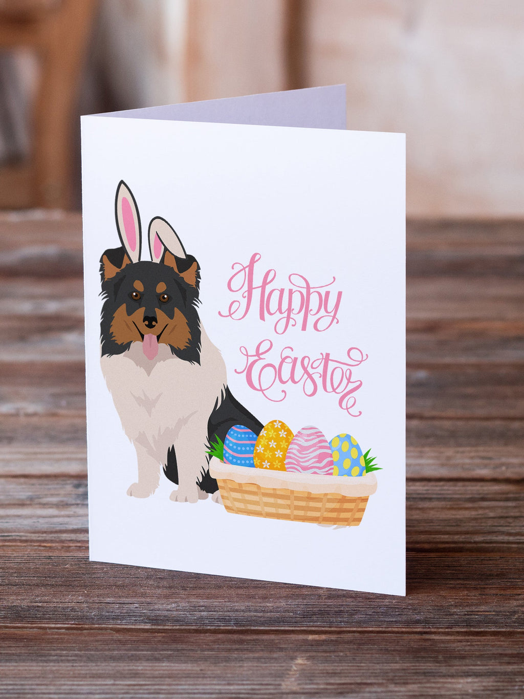 Tricolor Sheltie Easter Greeting Cards Pack of 8 Blank Cards with Envelopes Whimsical A7 Size 5x7