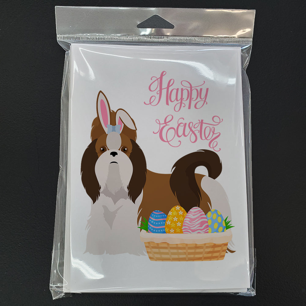 Red and White Shih Tzu Easter Greeting Cards Pack of 8 Blank Cards with Envelopes Whimsical A7 Size 5x7