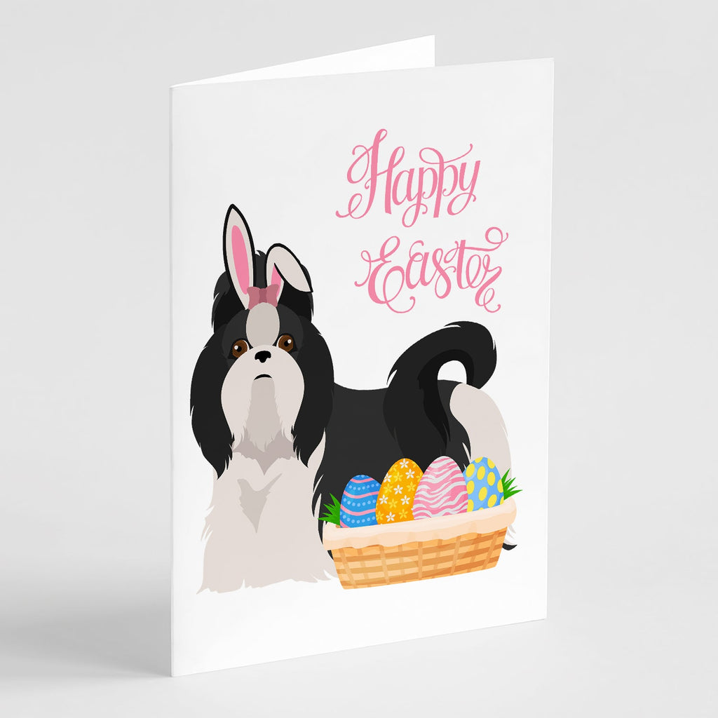 Black and White Shih Tzu Easter Greeting Cards Pack of 8 Blank Cards with Envelopes Whimsical A7 Size 5x7