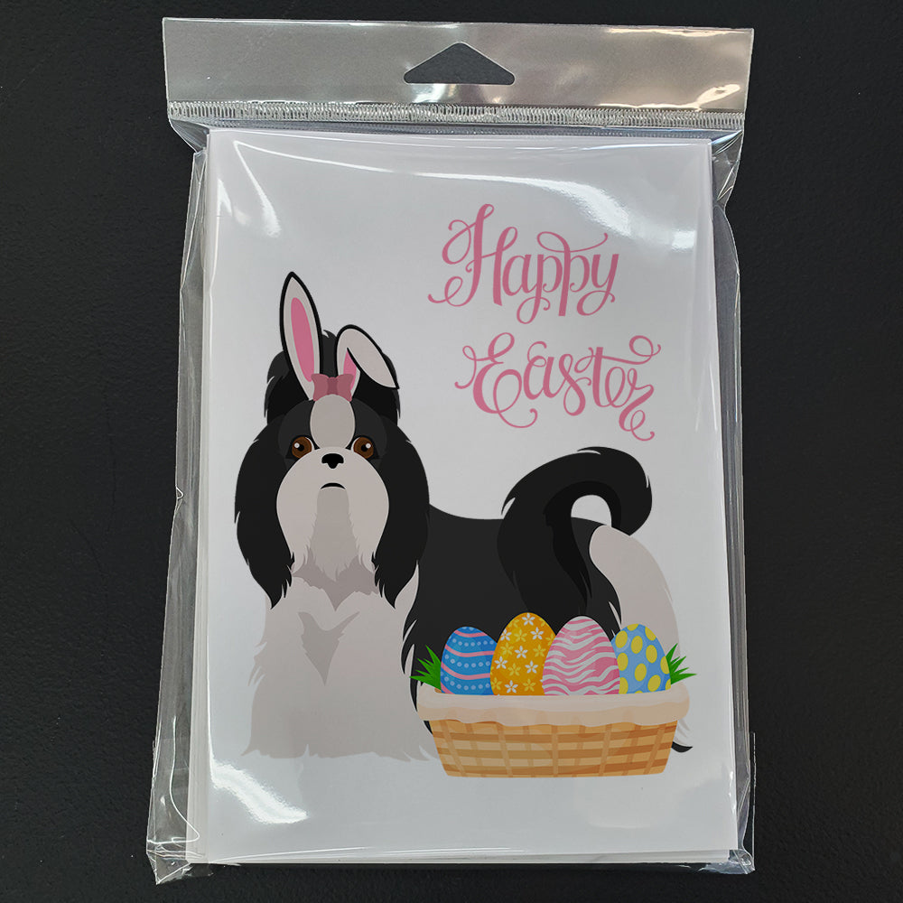 Black and White Shih Tzu Easter Greeting Cards Pack of 8 Blank Cards with Envelopes Whimsical A7 Size 5x7