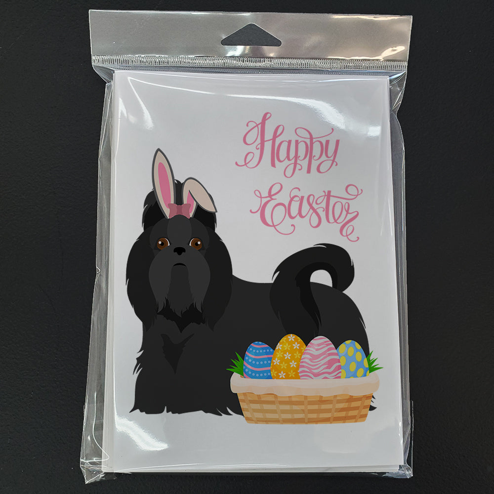 Black Shih Tzu Easter Greeting Cards Pack of 8 Blank Cards with Envelopes Whimsical A7 Size 5x7