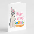 Grey Siberian Husky Easter Greeting Cards Pack of 8 Blank Cards with Envelopes Whimsical A7 Size 5x7