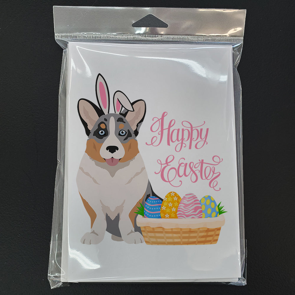 Blue Merle Cardigan Corgi Easter Greeting Cards Pack of 8 Blank Cards with Envelopes Whimsical A7 Size 5x7