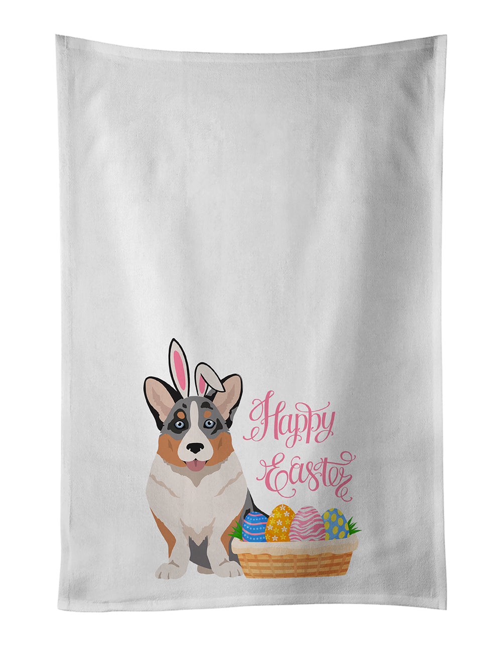 Blue Merle Cardigan Corgi Easter Kitchen Towel Set of 2 White Dish Towels Decorative Bathroom Hand towel for Hand, Face, Hair, Yoga, Tea, Dishcloth, 19 X 28", White