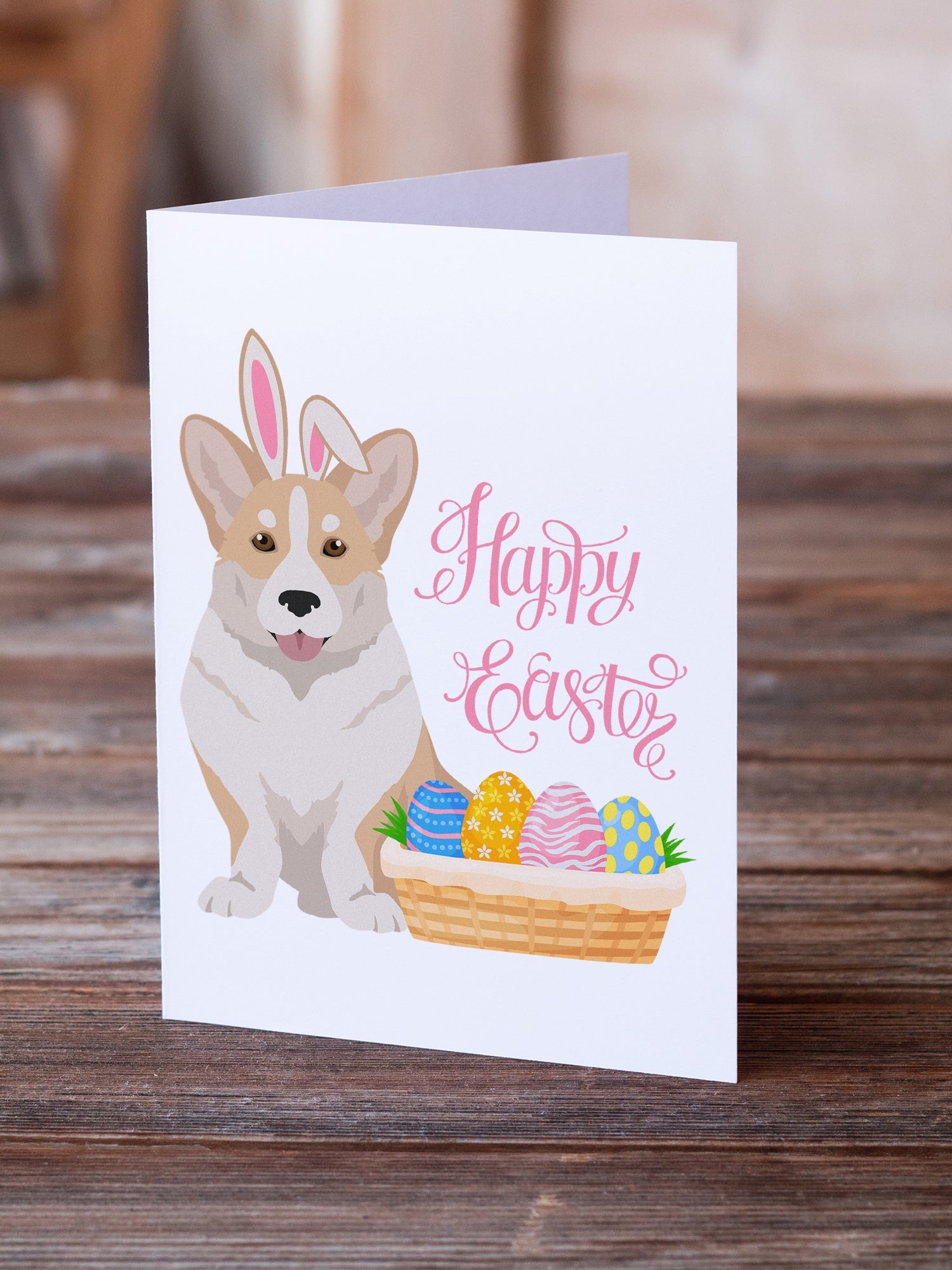 Fawn Cardigan Corgi Easter Greeting Cards Pack of 8 Blank Cards with Envelopes Whimsical A7 Size 5x7
