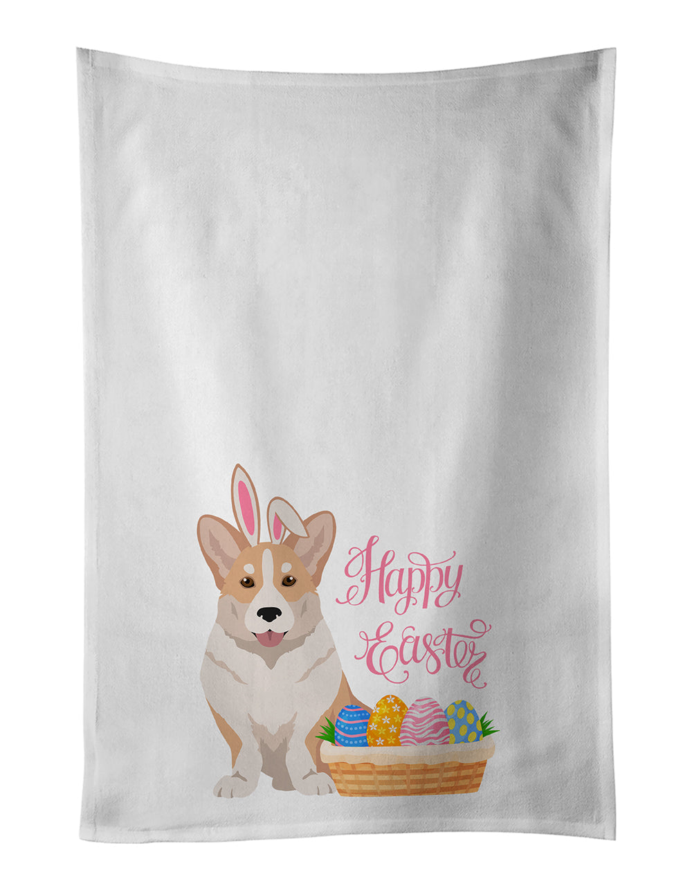 Fawn Cardigan Corgi Easter Kitchen Towel Set of 2 White Dish Towels Decorative Bathroom Hand towel for Hand, Face, Hair, Yoga, Tea, Dishcloth, 19 X 28", White