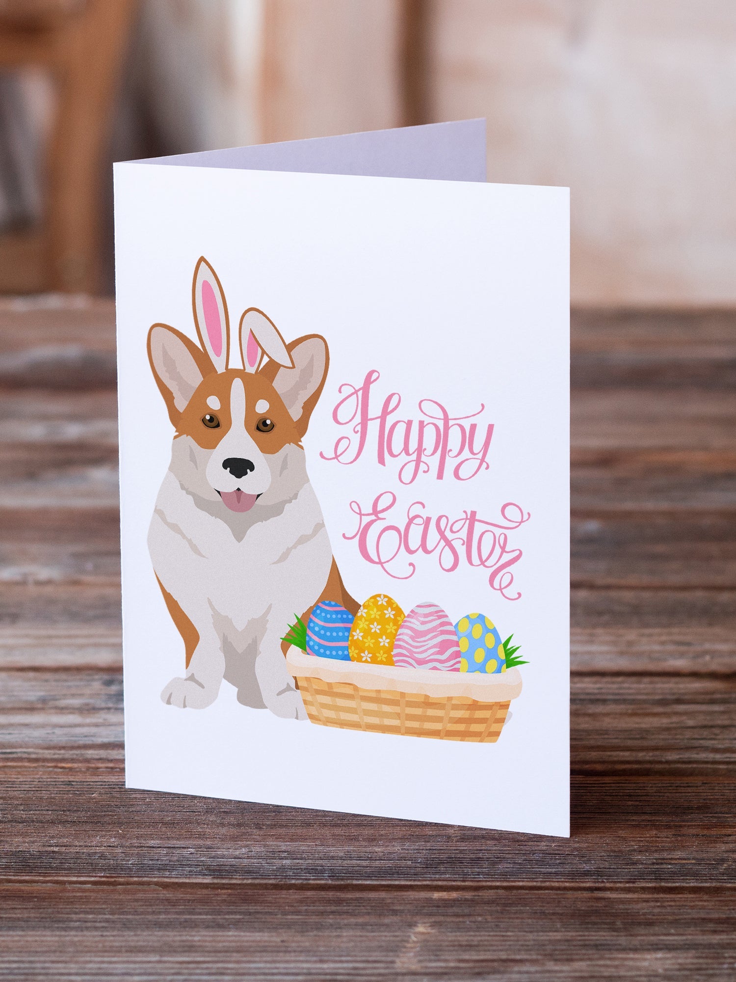 Red Cardigan Corgi Easter Greeting Cards Pack of 8 Blank Cards with Envelopes Whimsical A7 Size 5x7