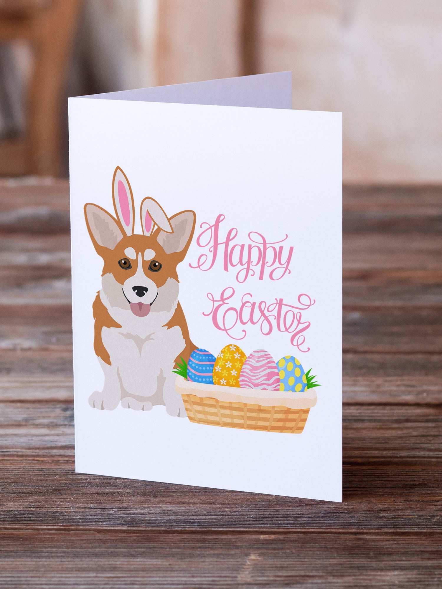 Red Pembroke Corgi Easter Greeting Cards Pack of 8 Blank Cards with Envelopes Whimsical A7 Size 5x7