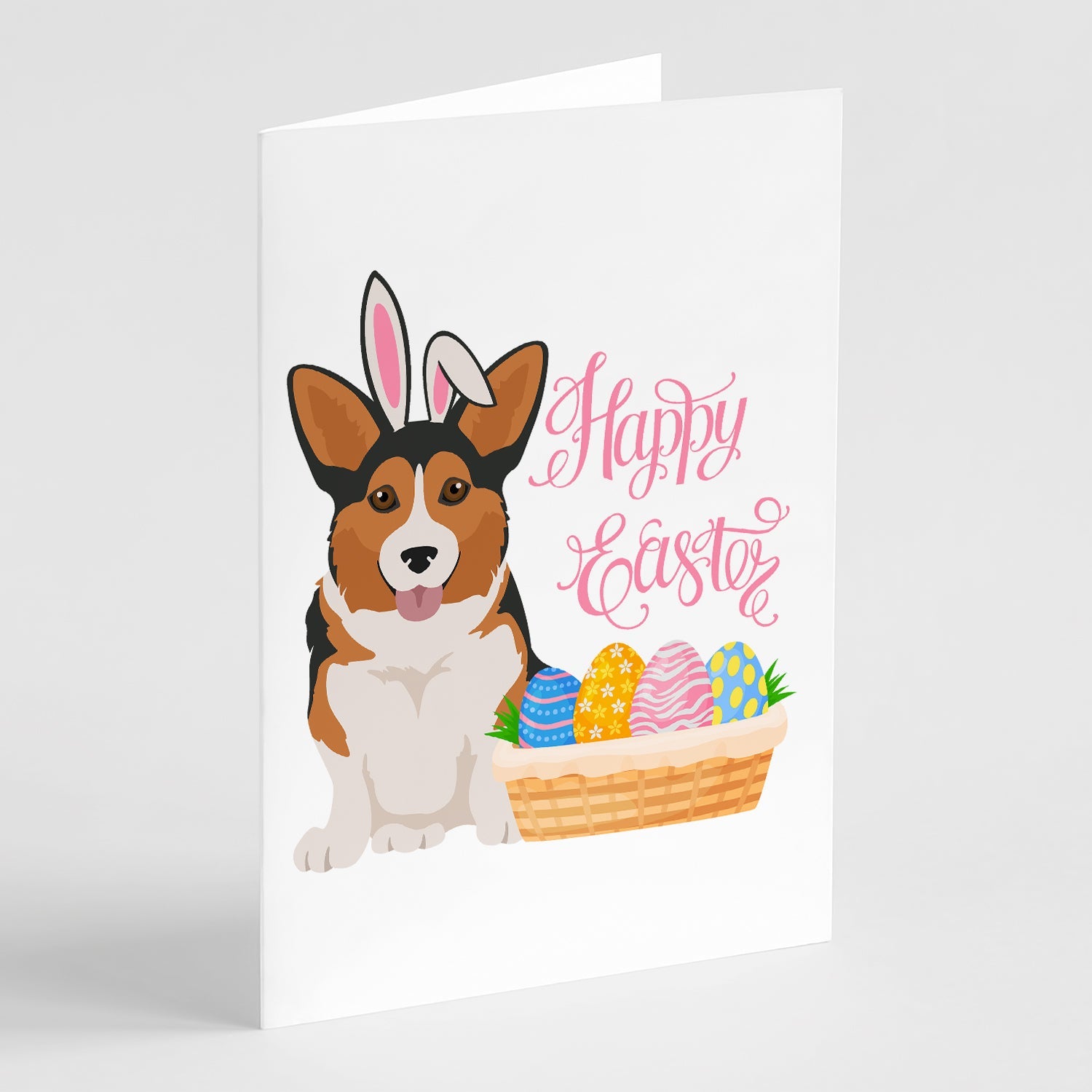 Sable Pembroke Corgi Easter Greeting Cards Pack of 8 Blank Cards with Envelopes Whimsical A7 Size 5x7