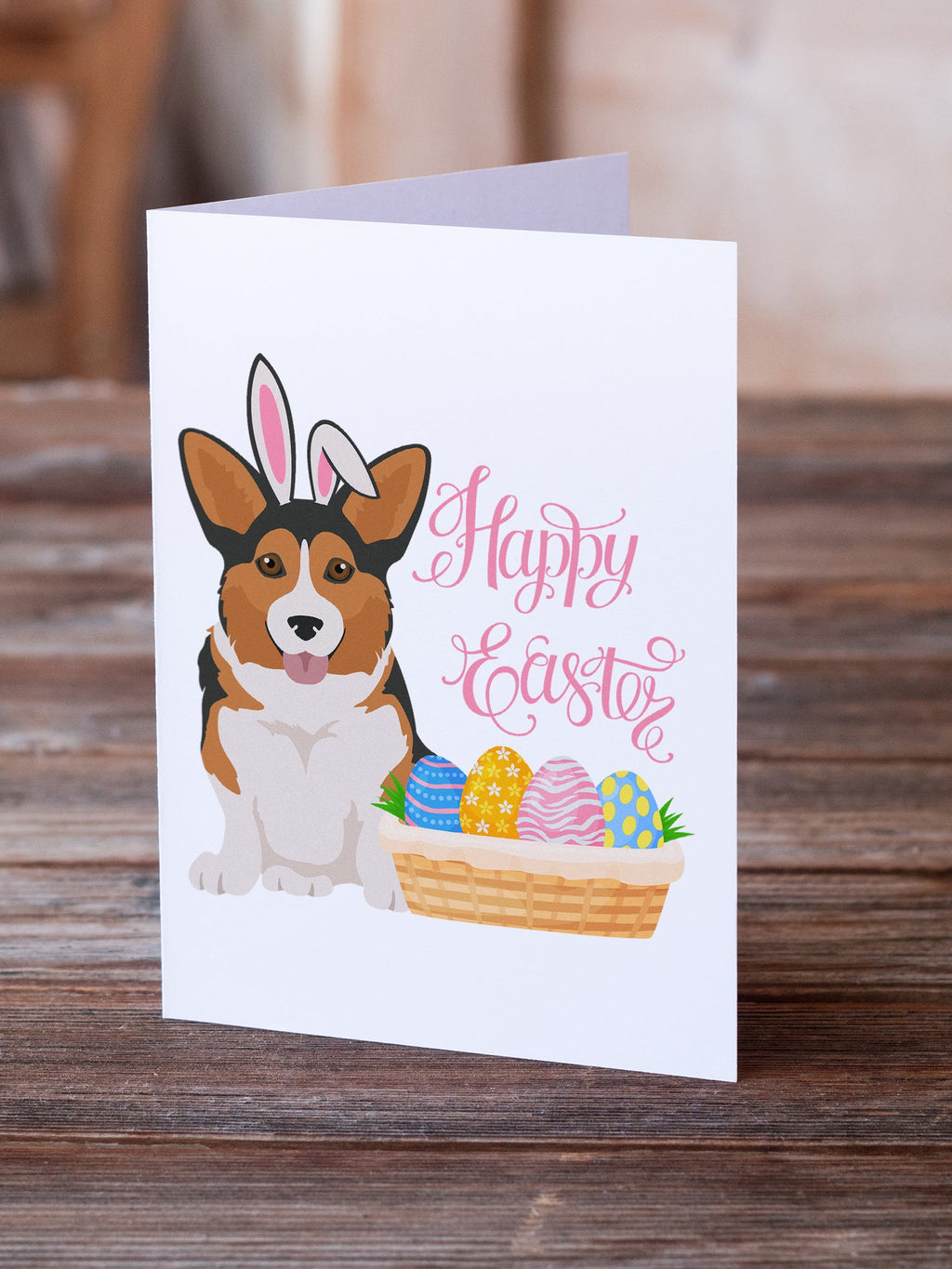 Sable Pembroke Corgi Easter Greeting Cards Pack of 8 Blank Cards with Envelopes Whimsical A7 Size 5x7