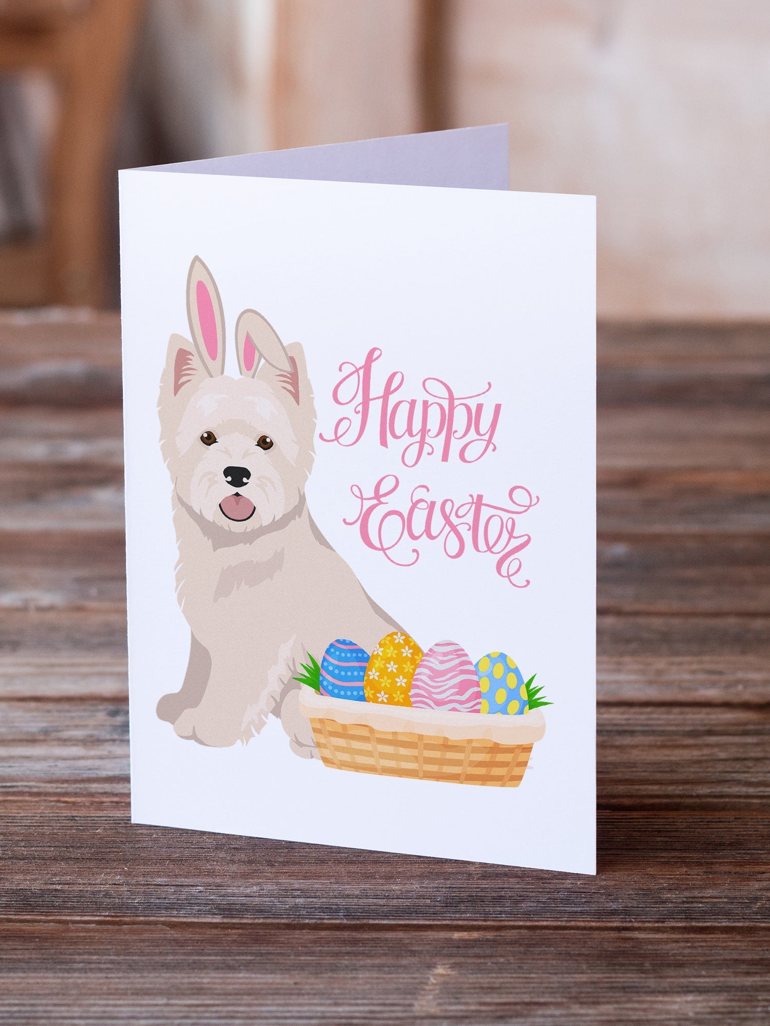 Westie West Highland White Terrier Easter Greeting Cards Pack of 8 Blank Cards with Envelopes Whimsical A7 Size 5x7