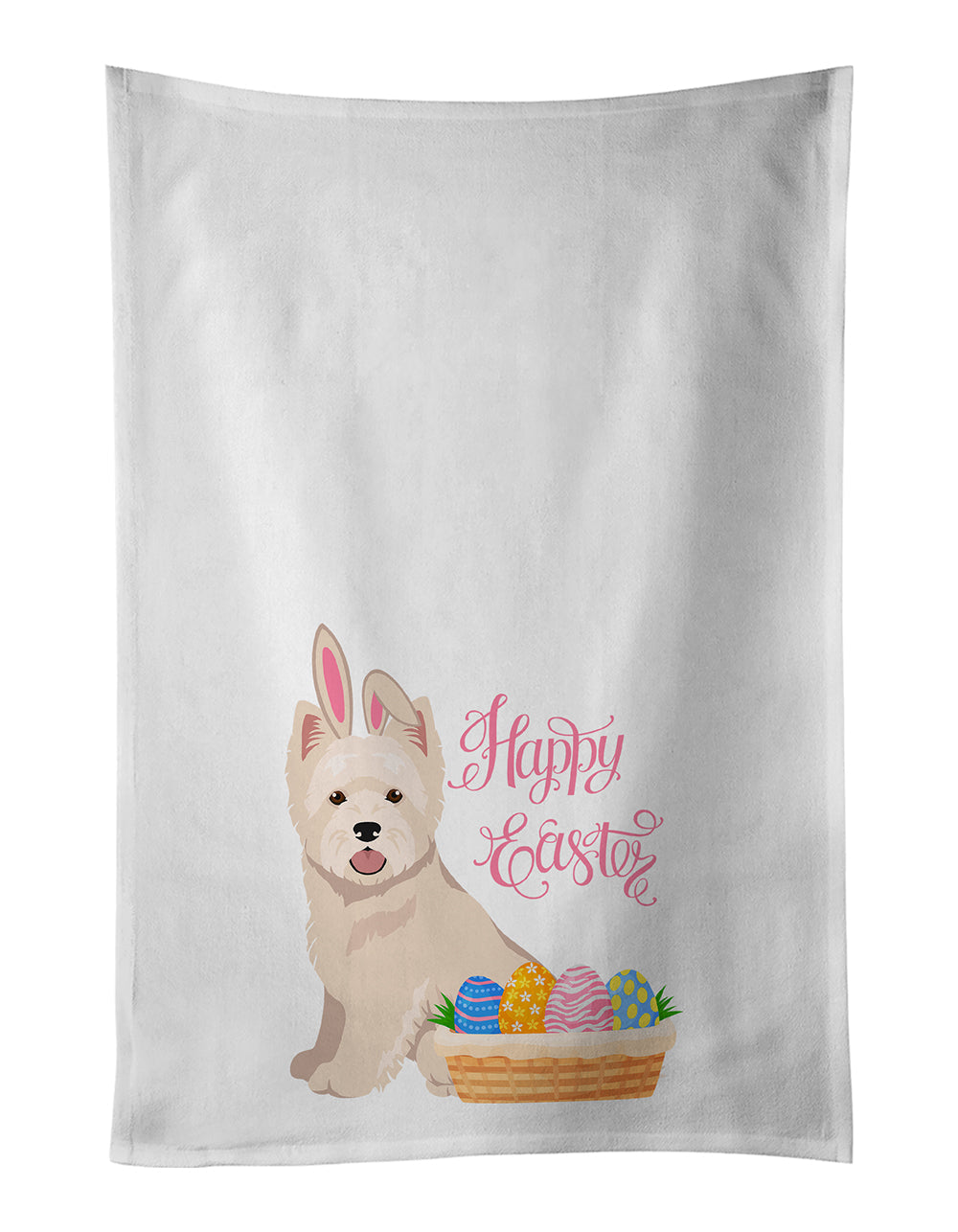 Westie West Highland White Terrier Easter Kitchen Towel Set of 2 White Dish Towels Decorative Bathroom Hand towel for Hand, Face, Hair, Yoga, Tea, Dishcloth, 19 X 28", White