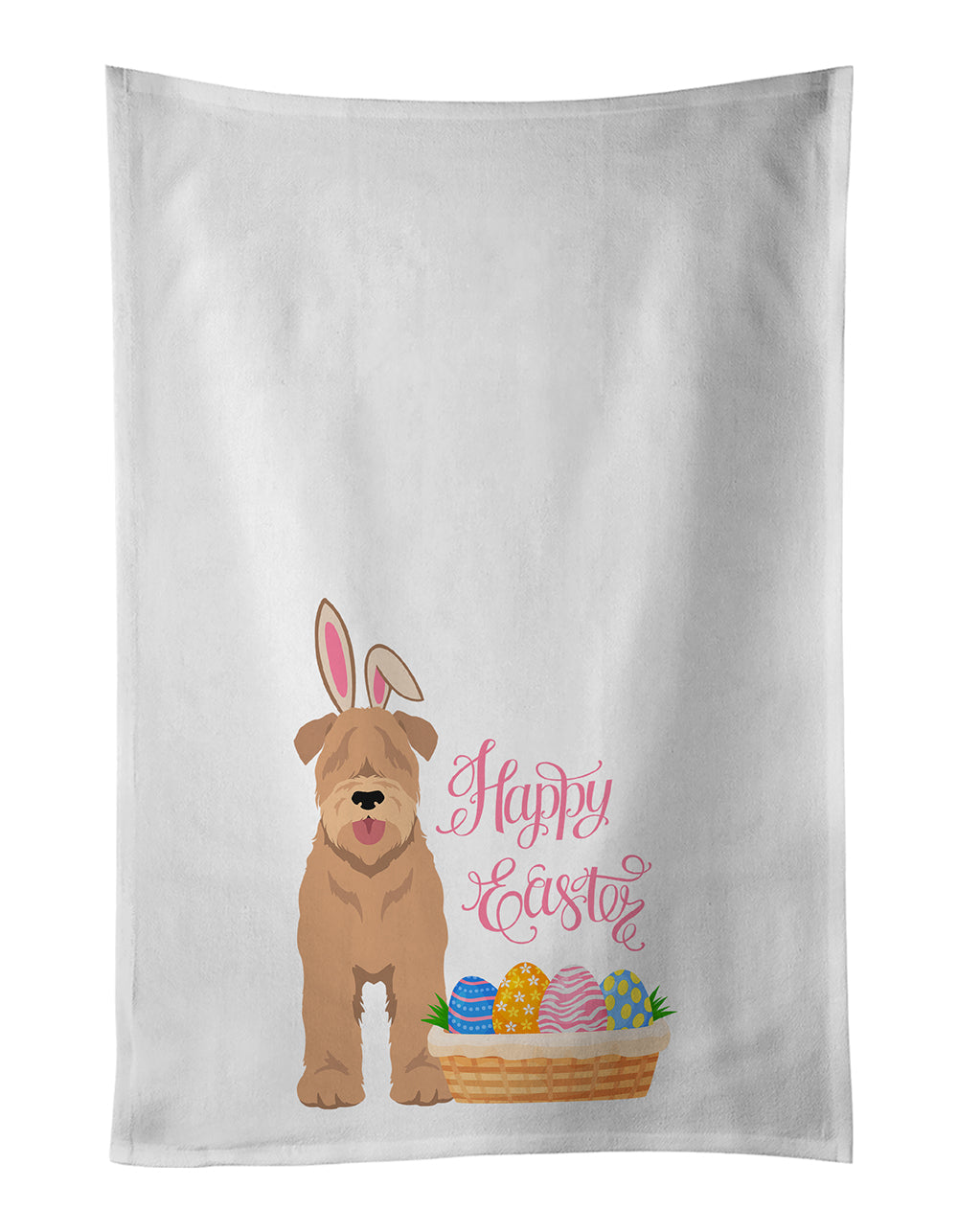 Red Wheaten Terrier Easter Kitchen Towel Set of 2 White Dish Towels Decorative Bathroom Hand towel for Hand, Face, Hair, Yoga, Tea, Dishcloth, 19 X 28", White