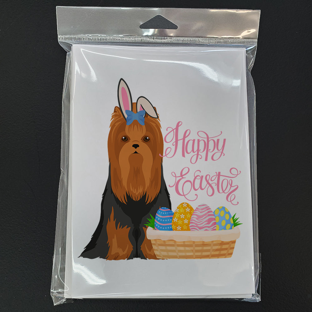 Black and Tan Full Coat Yorkshire Terrier Easter Greeting Cards Pack of 8 Blank Cards with Envelopes Whimsical A7 Size 5x7