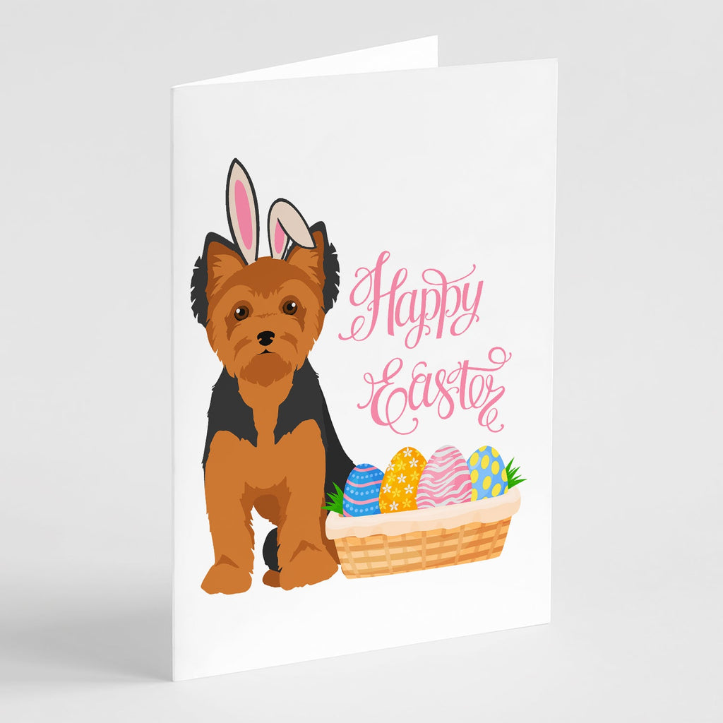 Black and Tan Puppy Cut Yorkshire Terrier Easter Greeting Cards Pack of 8 Blank Cards with Envelopes Whimsical A7 Size 5x7