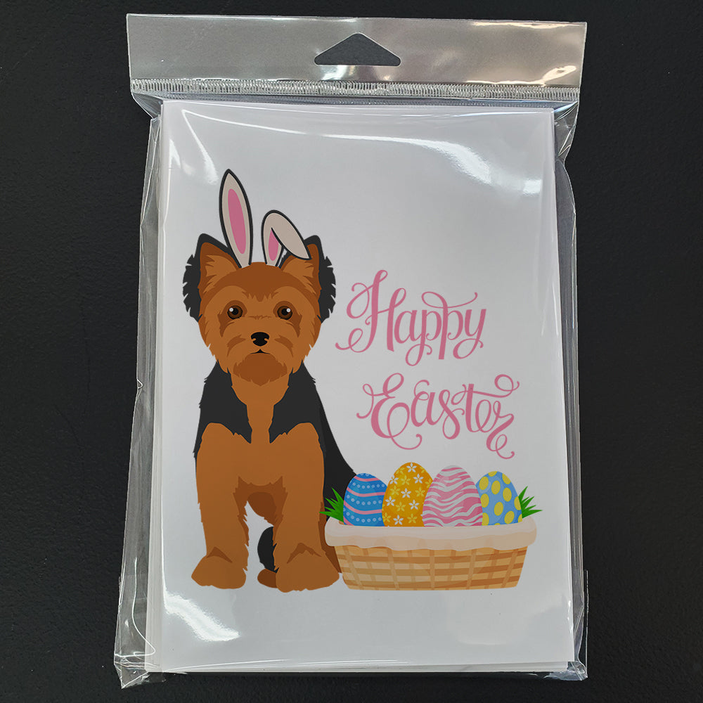 Black and Tan Puppy Cut Yorkshire Terrier Easter Greeting Cards Pack of 8 Blank Cards with Envelopes Whimsical A7 Size 5x7