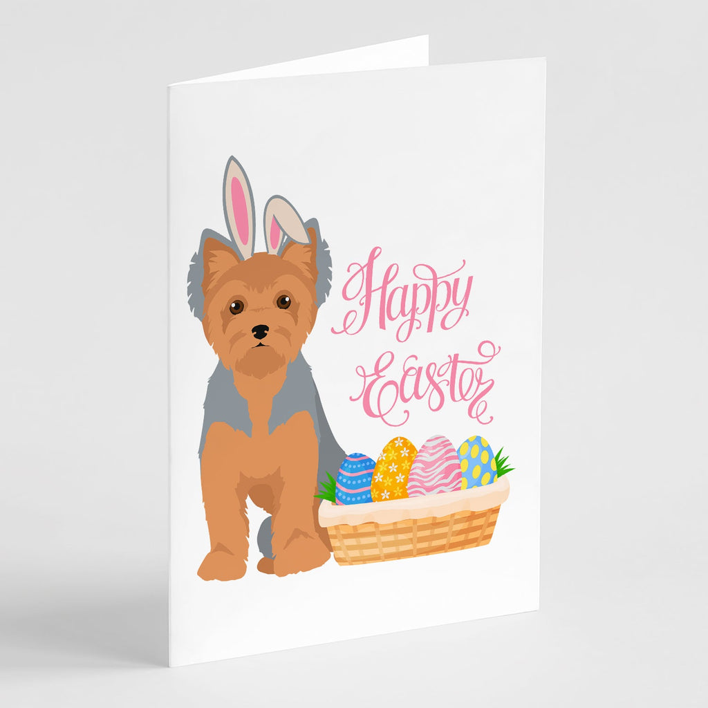 Blue and Tan Puppy Cut Yorkshire Terrier Easter Greeting Cards Pack of 8 Blank Cards with Envelopes Whimsical A7 Size 5x7