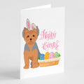 Blue and Tan Puppy Cut Yorkshire Terrier Easter Greeting Cards Pack of 8 Blank Cards with Envelopes Whimsical A7 Size 5x7
